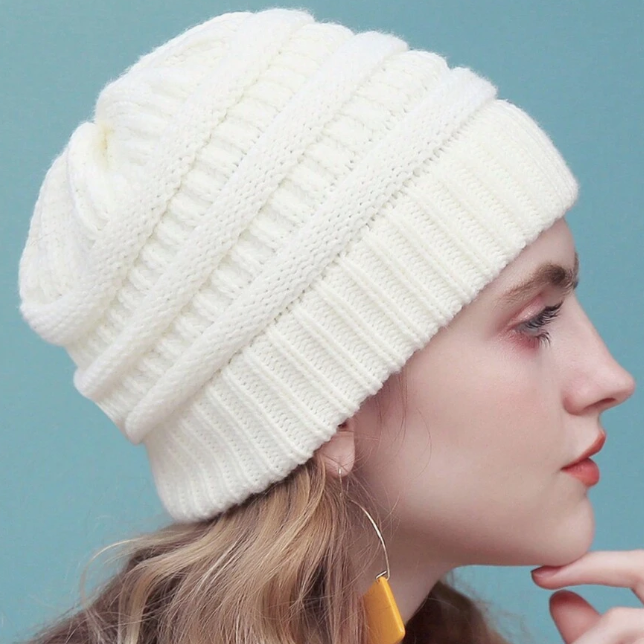 Beanie Mara de lana para mujer - Blanco