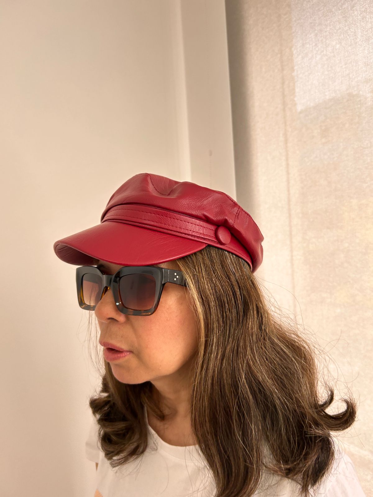 Boina Militar Inglesa Cuerina para Mujer | Rojo oscuro