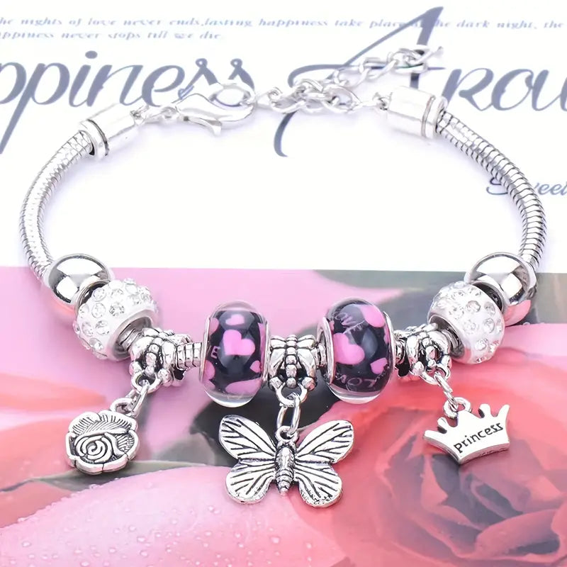 Pulsera Charm Modelo Butterfly Rosado