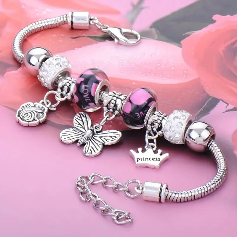 Pulsera Charm Modelo Butterfly Rosado