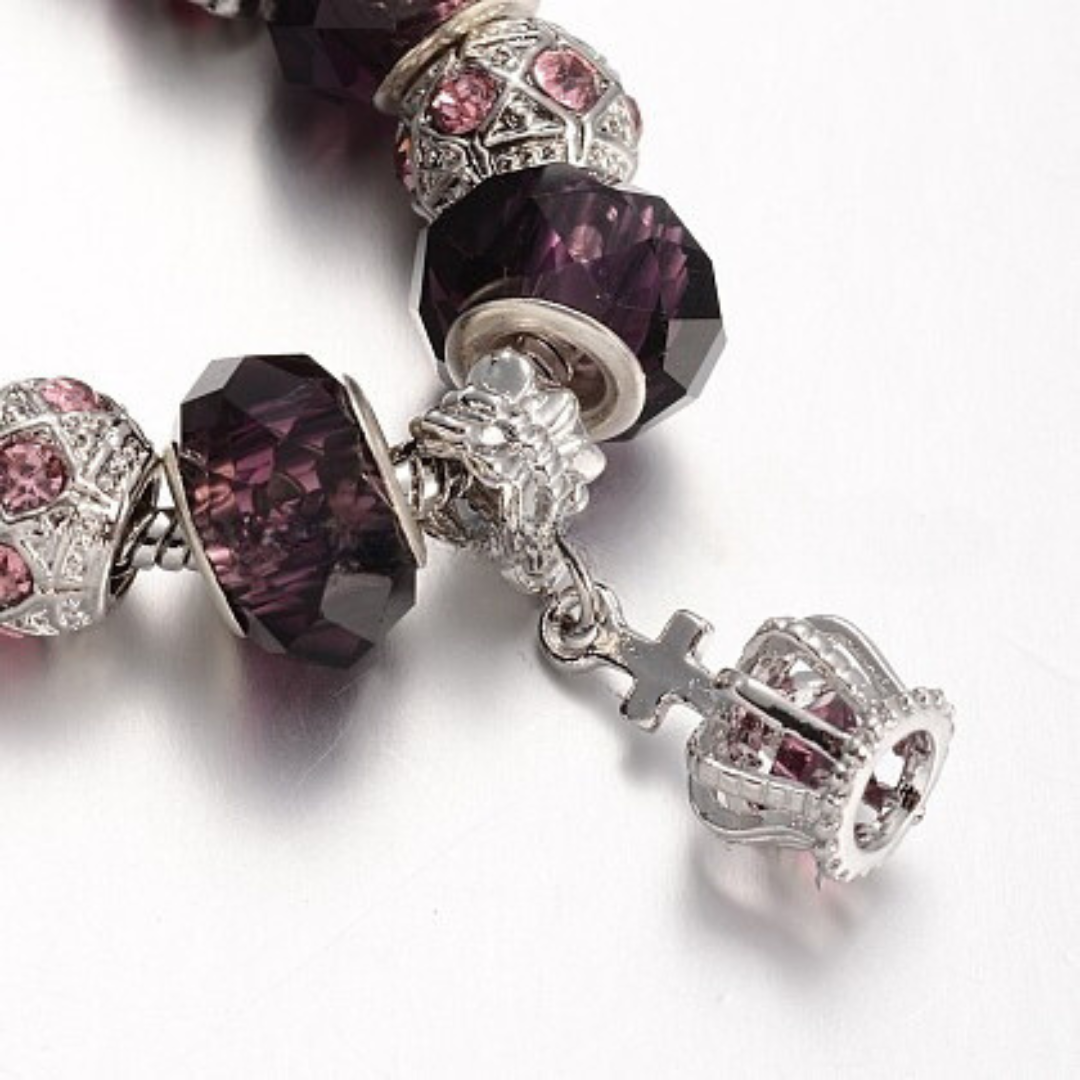Pulsera con Charms Corona Morado - 19cm
