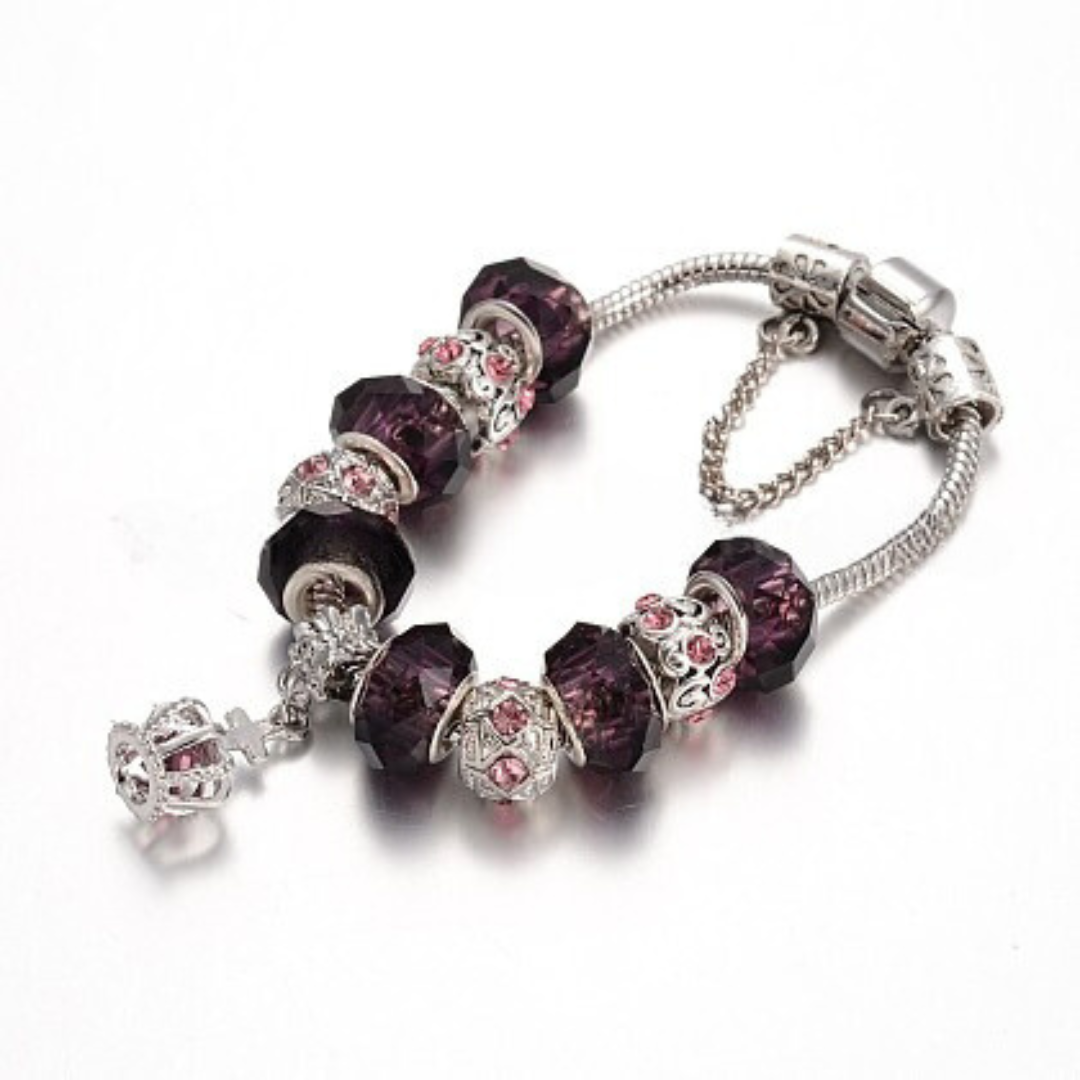 Pulsera Charm Modelo Corona Morado