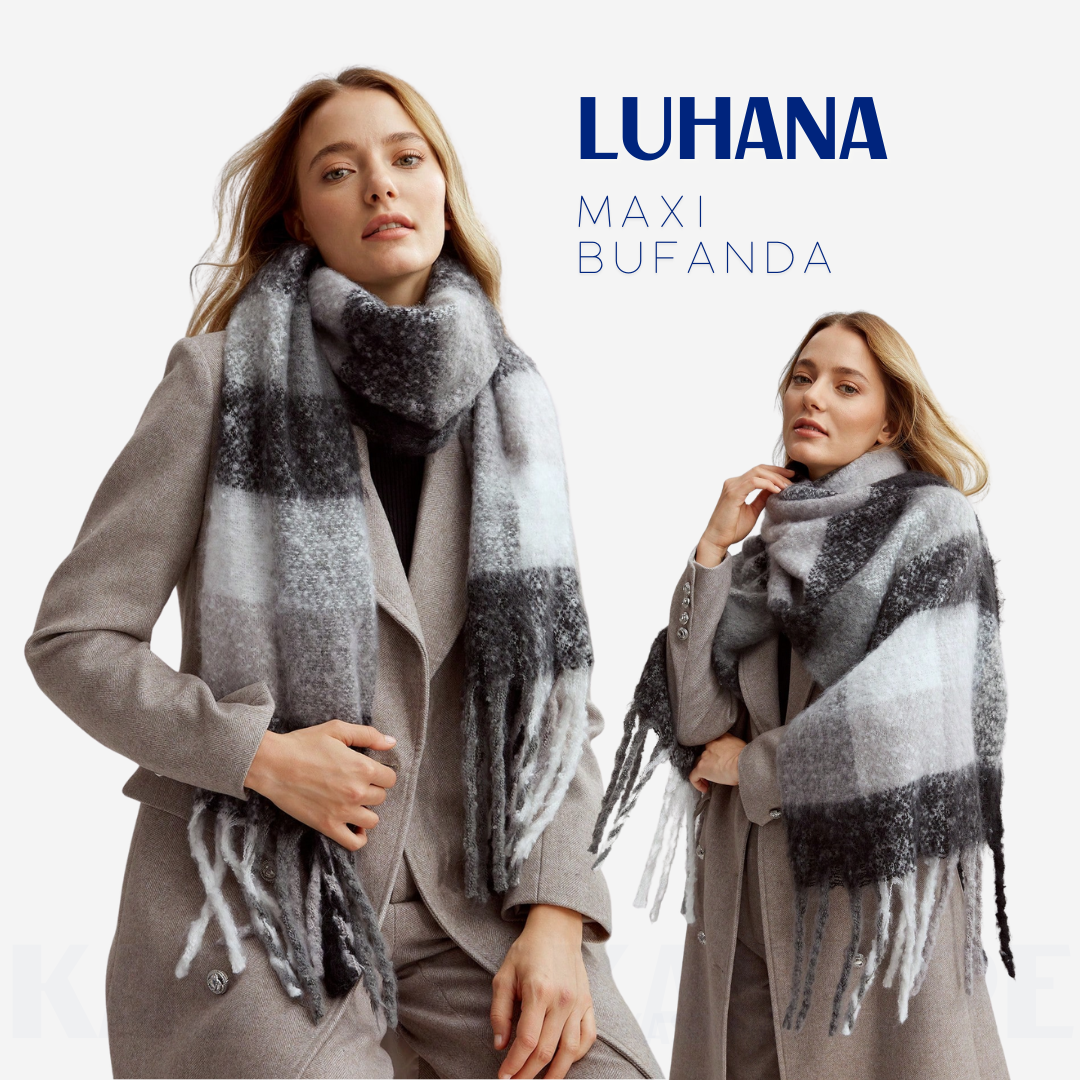 Bufanda Luhana Maxi Chalina a Cuadros | Gris