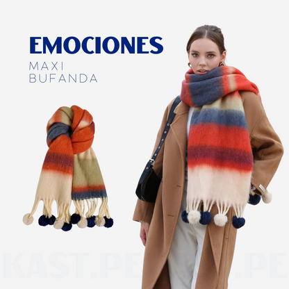 Bufanda Emociones Maxi Chalina con pompones | Multicolor