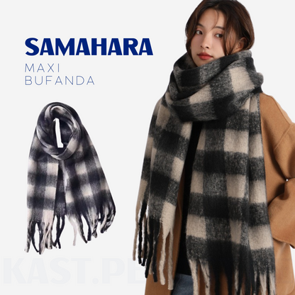 Bufanda Samahara Maxi Chalina de cuadros | Negro