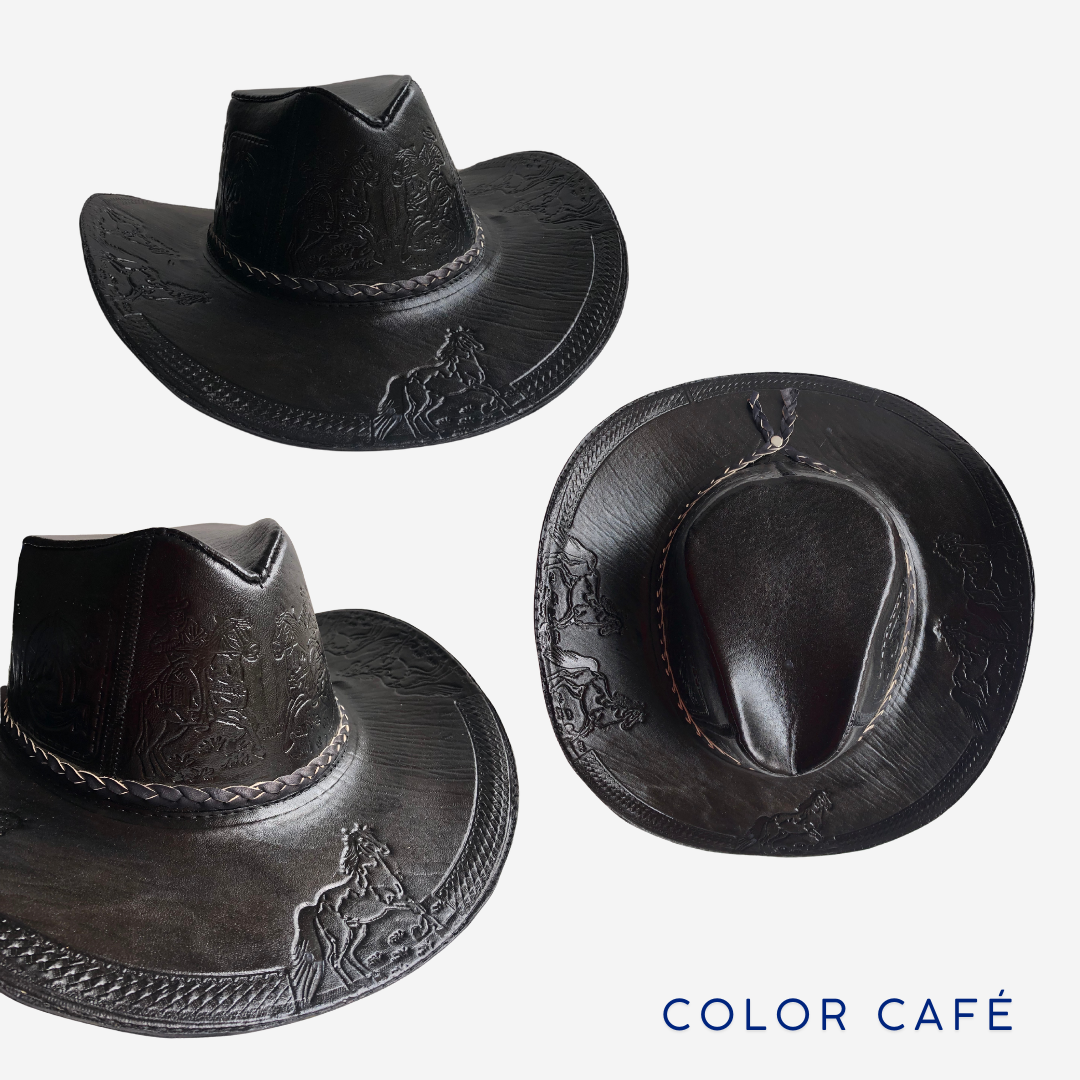 Sombrero Bernardo Vaquero de Cuero con Diseño