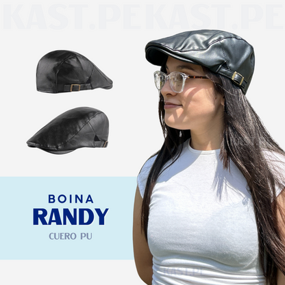 Boina Randy Cuero PU con correas | Negro