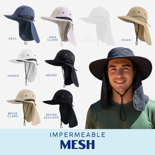 Sombrero Gorro Alta Proteccion Sol Cubre Nuca Impermeable Mesh