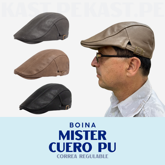 Boina Mister cuero PU con correa regulable