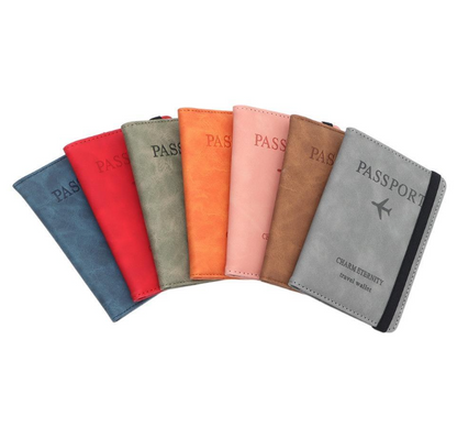 Porta Pasaporte de cuero Azul acero RFID BLOCKING - Travel Wallet