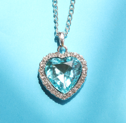 Collar Titanic Heart Pedant Corazon - Turquesa Y Plateado