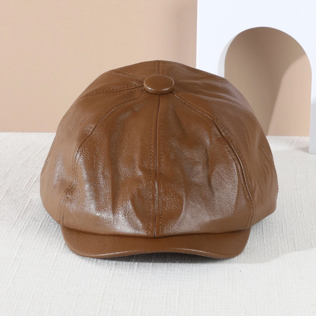 Boina Beck Cuero PU Talla M | Marrón Claro