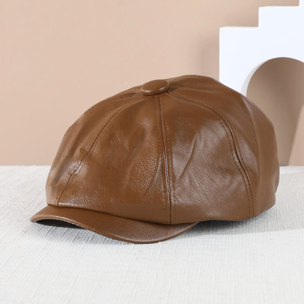 Boina Beck Cuero PU Talla M | Marrón Claro