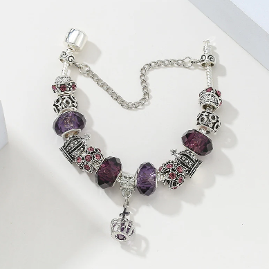 Pulsera Charm Modelo Corona Morado