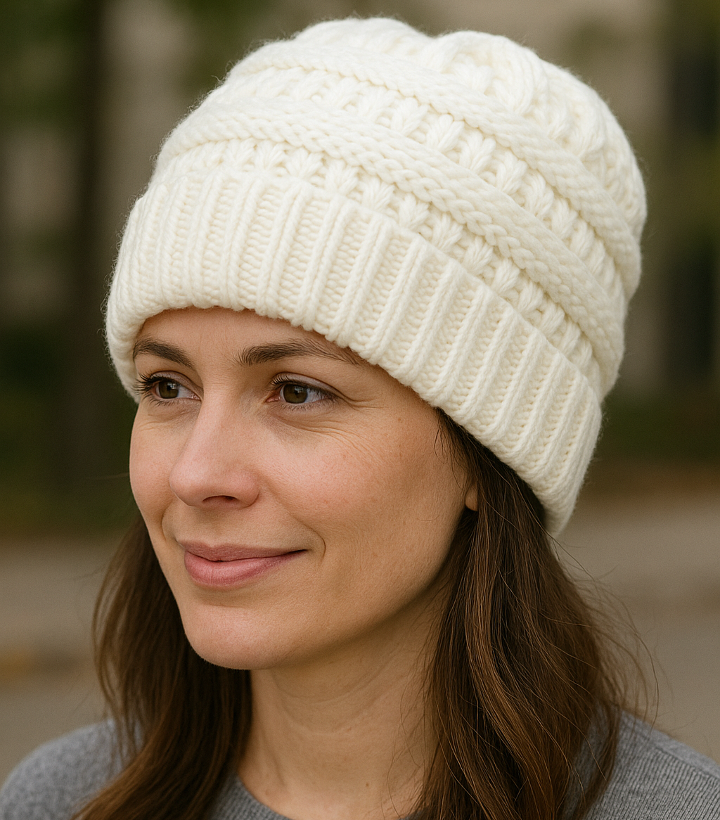 Beanie Mara: Gorro de Lana para Mujer | IVORY