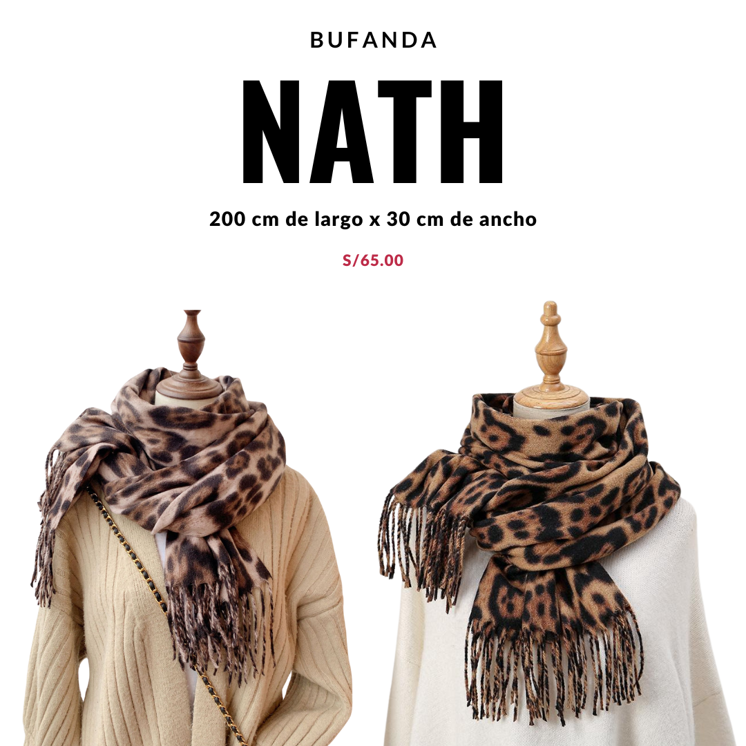 Bufanda Nath de animal print con flecos