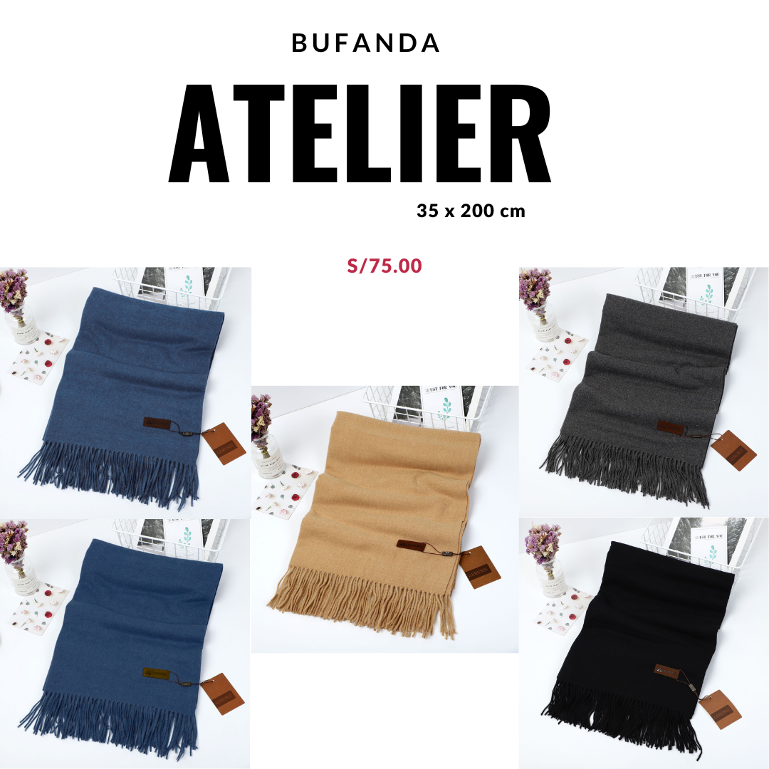 Bufanda Chalina Atelier Color Entero con Flecos