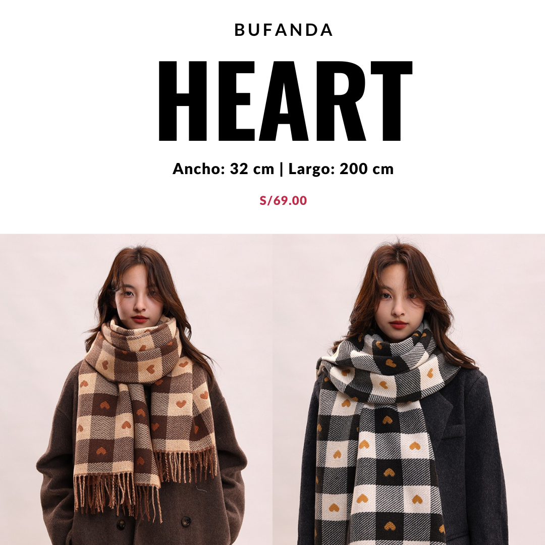 Bufanda Heart a Cuadros Y Corazones