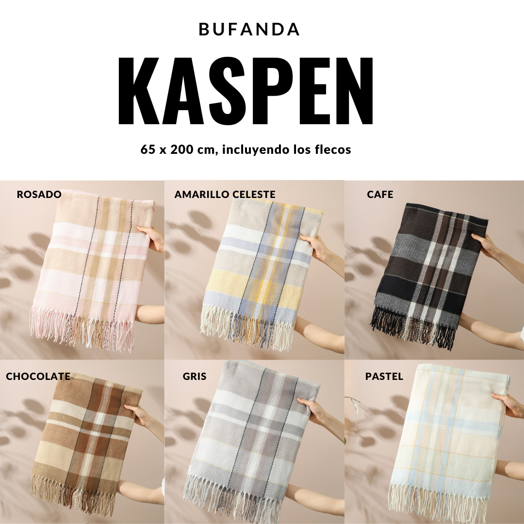 Bufanda Chalina Kaspen Estilo Escocés con Flecos