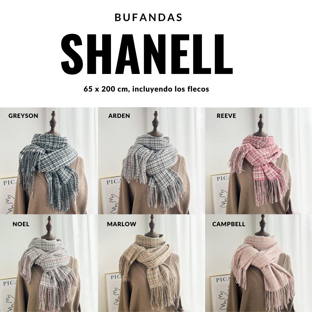 Bufanda Shanell Estilo Tweed con Flecos