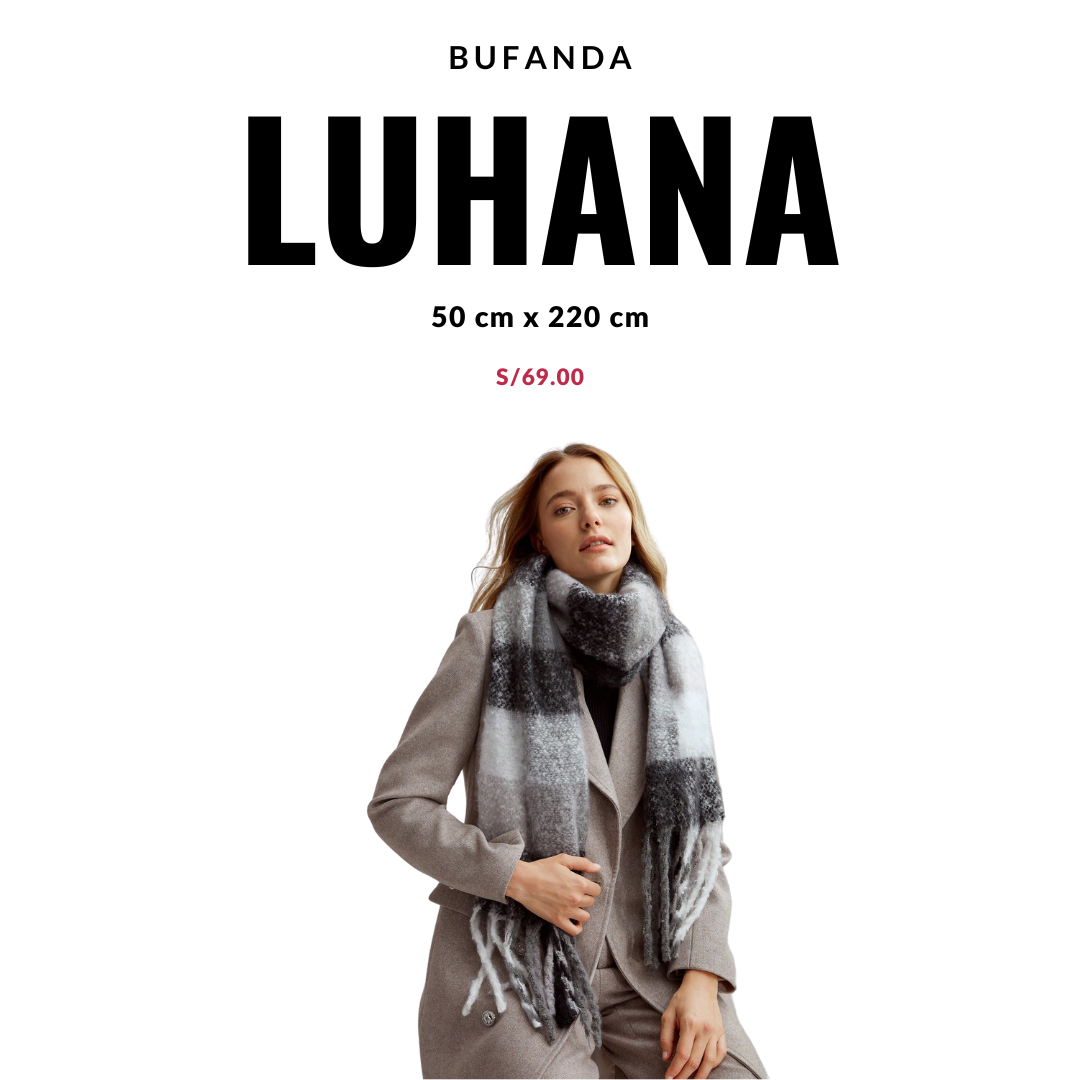 Bufanda Luhana Maxi Chalina a Cuadros | Gris