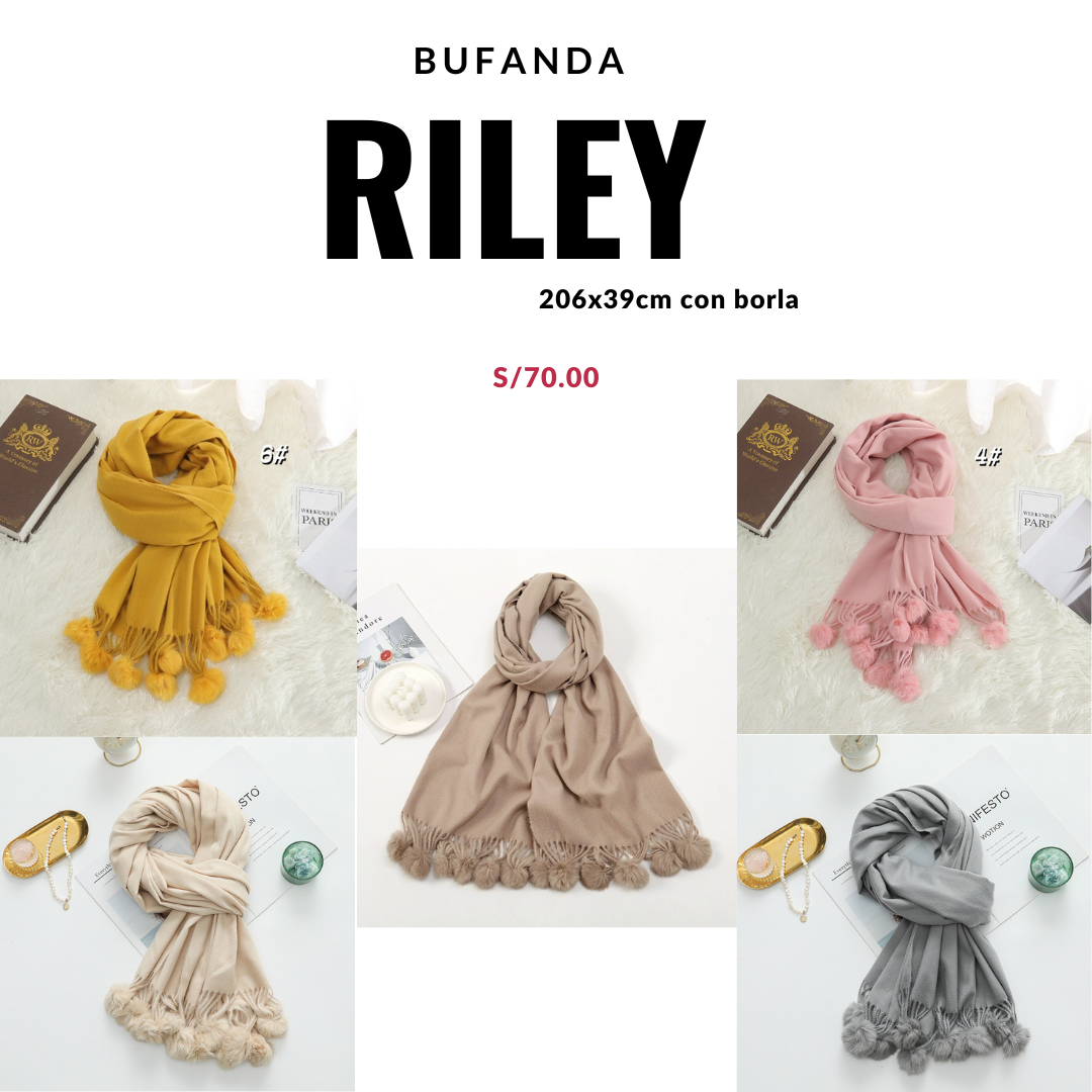 Bufanda Chalina Riley con pompones