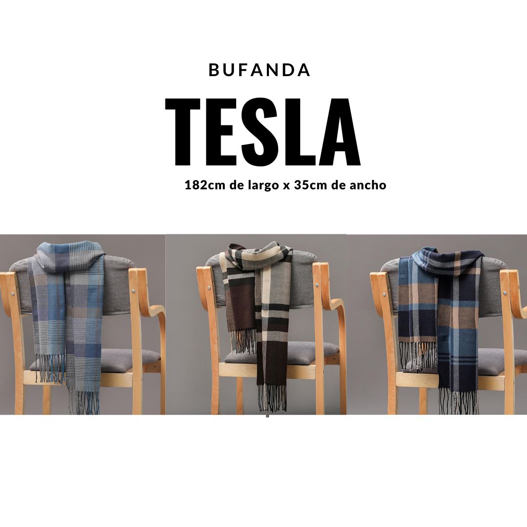 Bufanda Chalina Tesla Unisex con diseño a cuadros