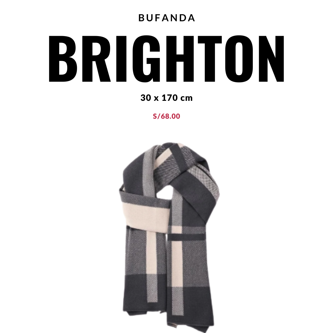 Bufanda Brighton Estilo Clásico para hombre | Gris & Beige