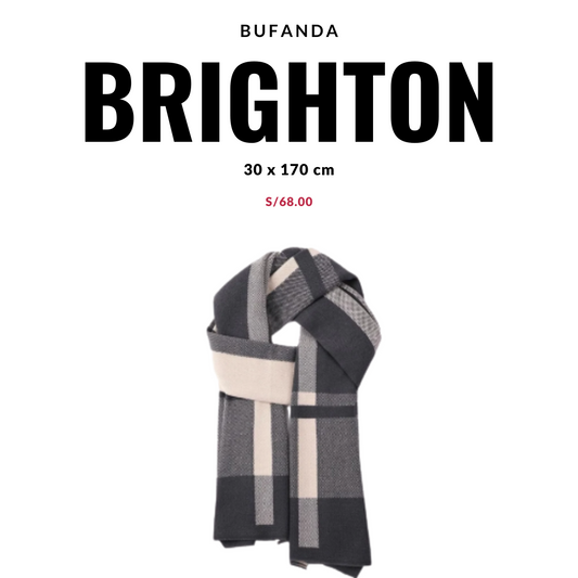 Bufanda Brighton Estilo Clásico para hombre | Gris & Beige