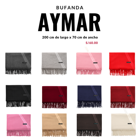 Bufanda Chalina Aymar Unisex color entero con flecos