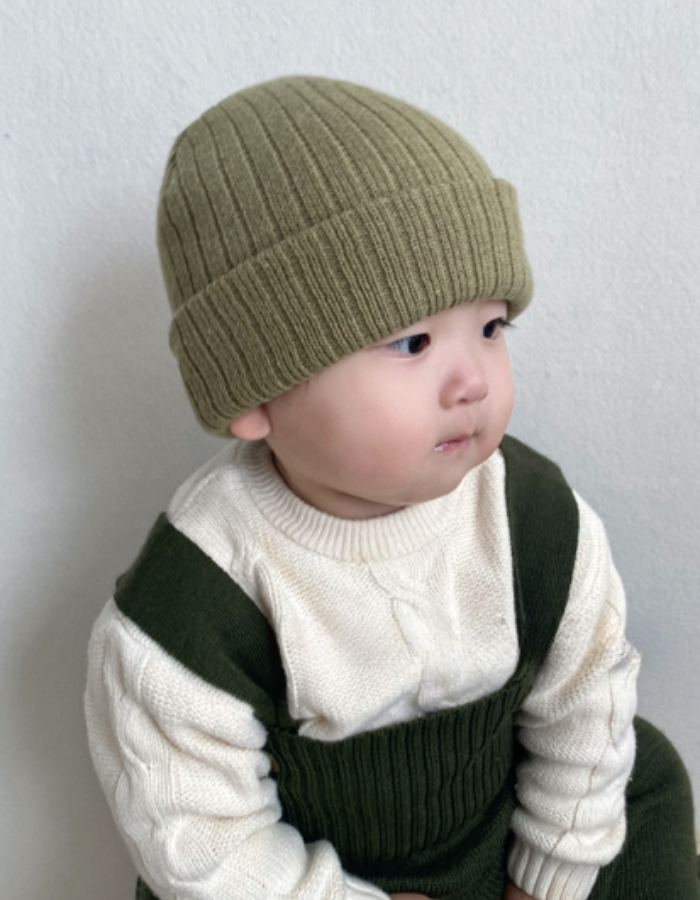 Beanie Cartoons de Lana Suave para Bebés | Verde