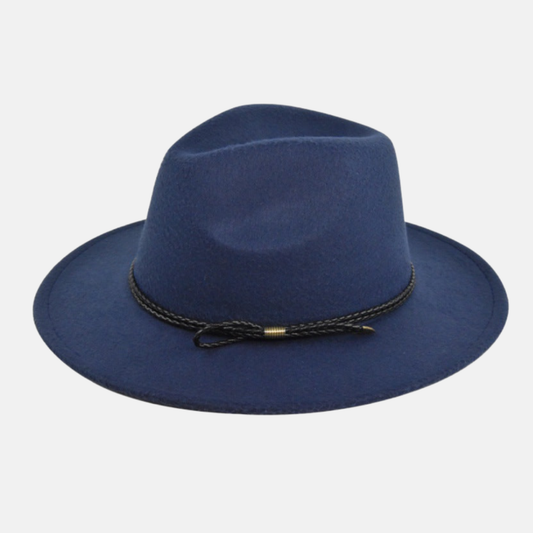 Sombrero Vaquero Unisex de Pana Azul Cordon trenzado - 59cm