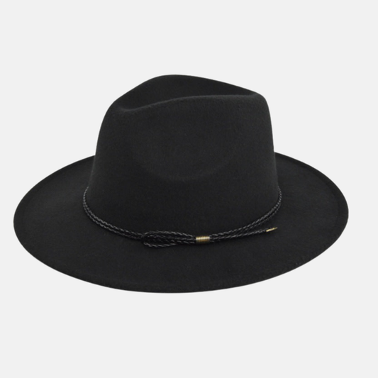 Sombrero Vaquero Unisex de Pana Negro Cordon trenzado - 59cm