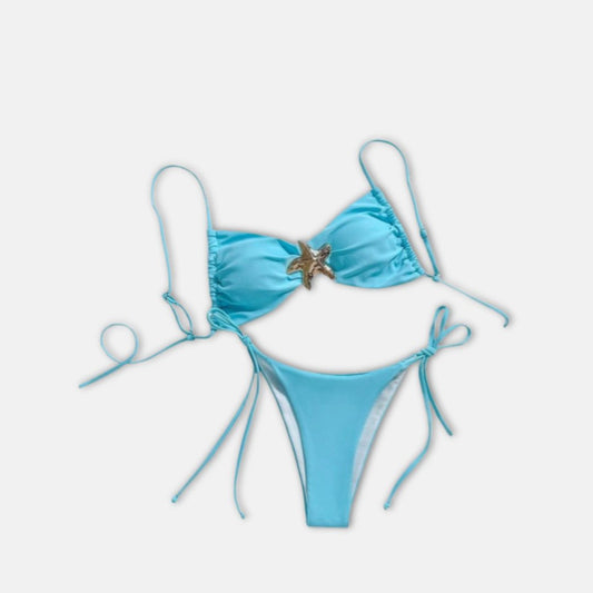 Bikini Bruna de 2 piezas celeste con estrella - Talla M