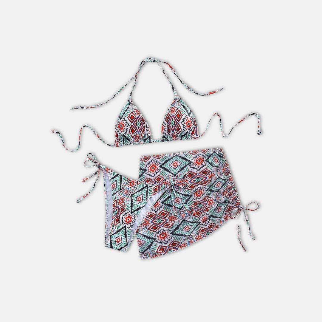 Bikini Flavia de 3 piezas con estampado geométrico - Talla M