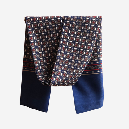 Bufanda Doble Capa Bruno Azul Suave con diseño geometrico