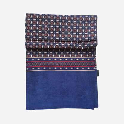 Bufanda Doble Capa Bruno Azul Suave con diseño geometrico