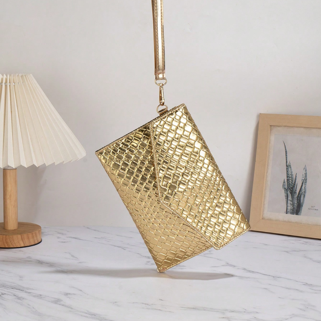 Bolso de mano Clutch Dorado Goldie