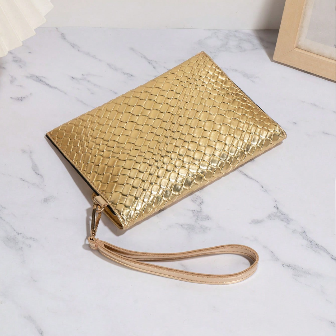 Bolso de mano Clutch Dorado Goldie