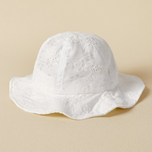 Sombrero Amira de broderie 50cm: para niñas de 9 meses a 2 años