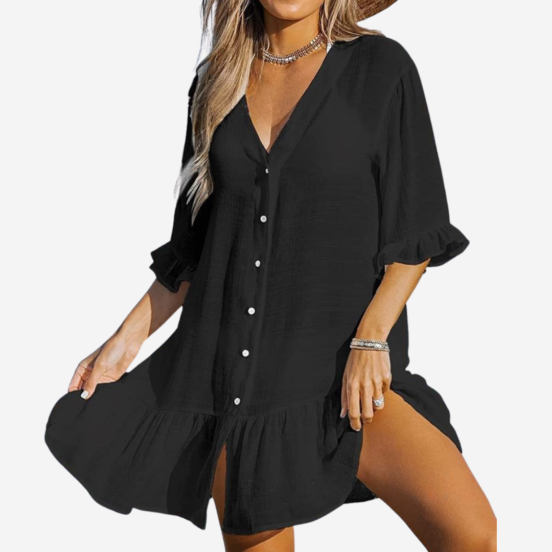Salida de Playa Melita NegroB Vestido para Mujer  - Talla M/L