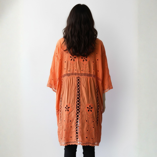 Salida de Playa Rosella Kimono Oversize - Coral