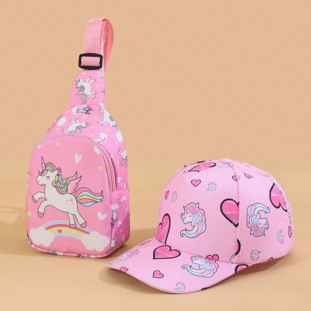 Pack Irisia gorro + mochilita unicornios para niñas 2 a 6+ años