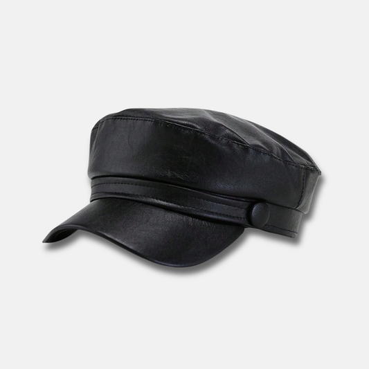 Boina Militar Inglesa Cuero PU para Mujer | Negro