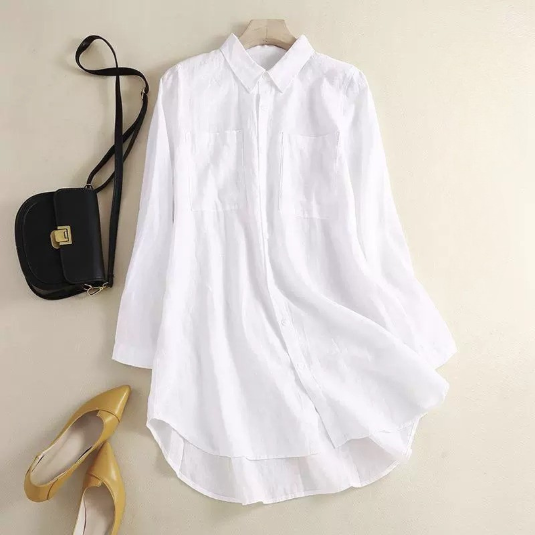 Blusa Salida de Playa Carrie Blanco Manga Larga Talla M/L