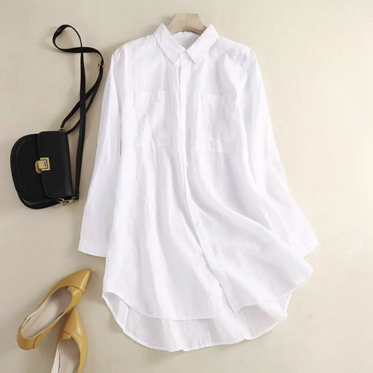 Blusa Salida de Playa Carrie Blanco Manga Larga Talla M/L