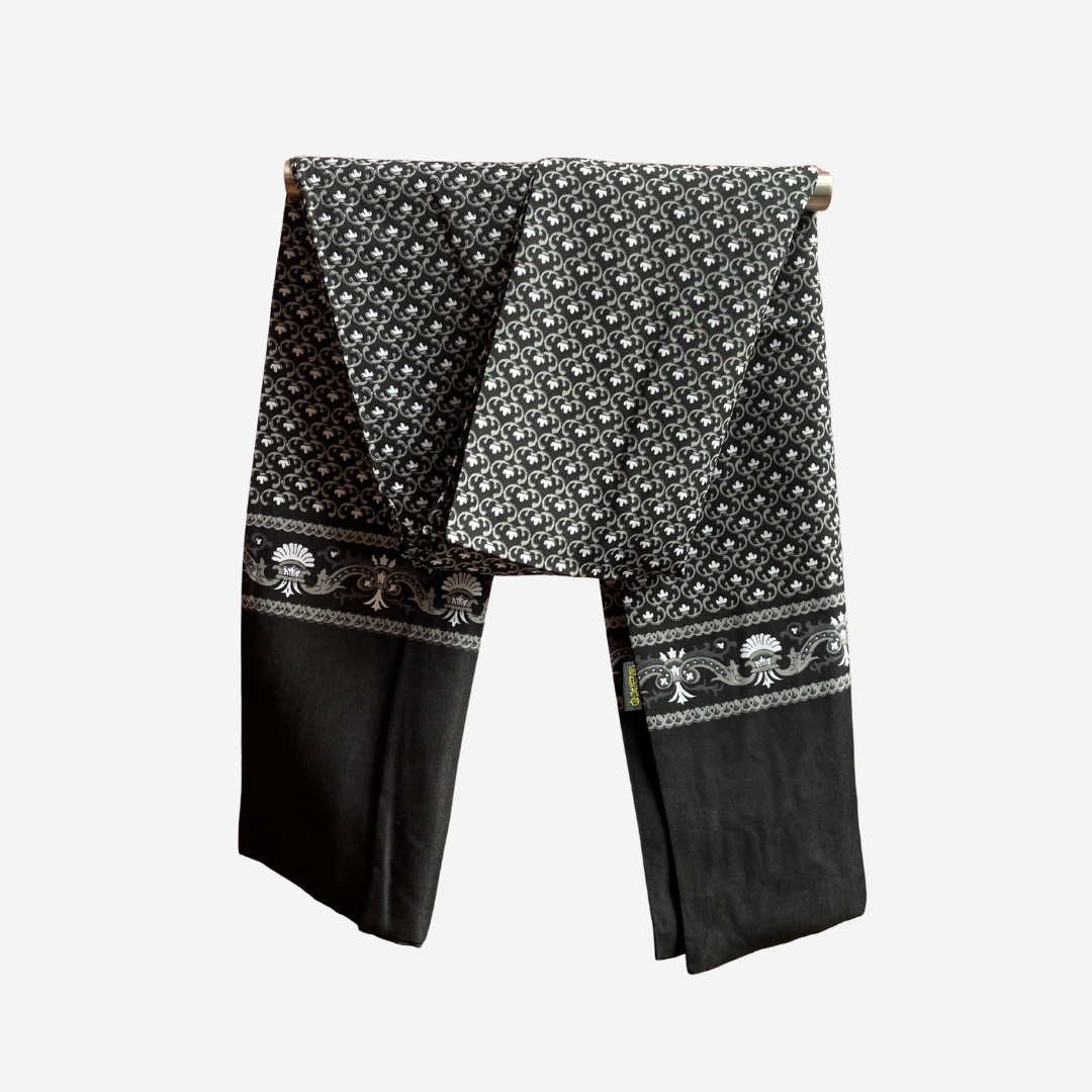 Bufanda Suave Lennin Negro Doble Capa con diseño geometrico