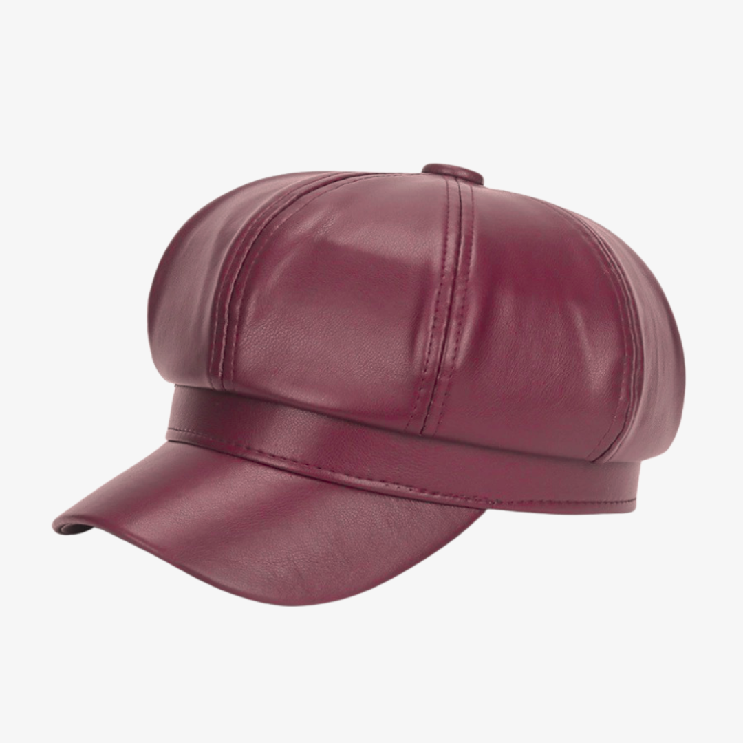 Boina Jordana Cuero PU para mujer | Burgundy