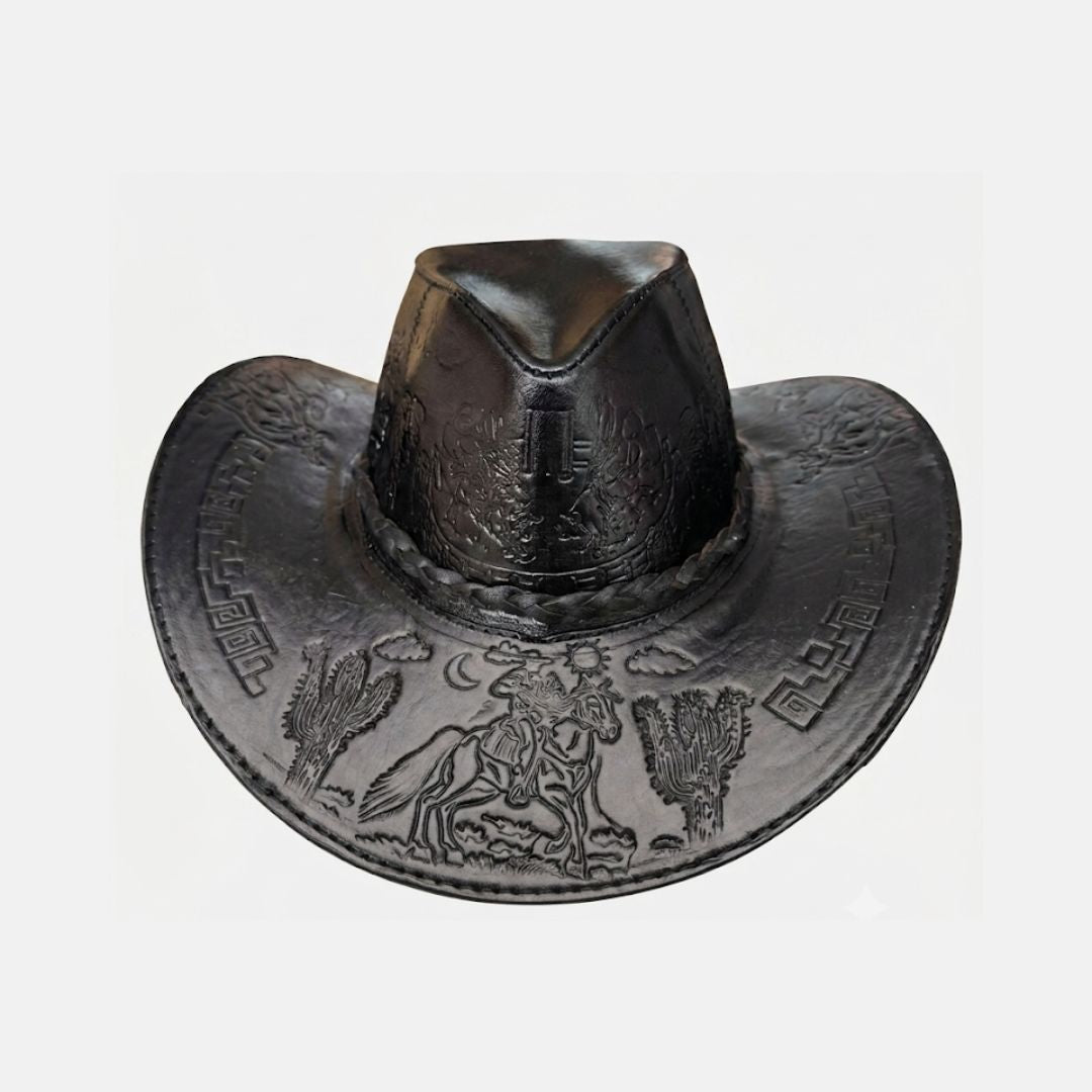 Sombrero Bernardo Vaquero de Cuero con Diseño