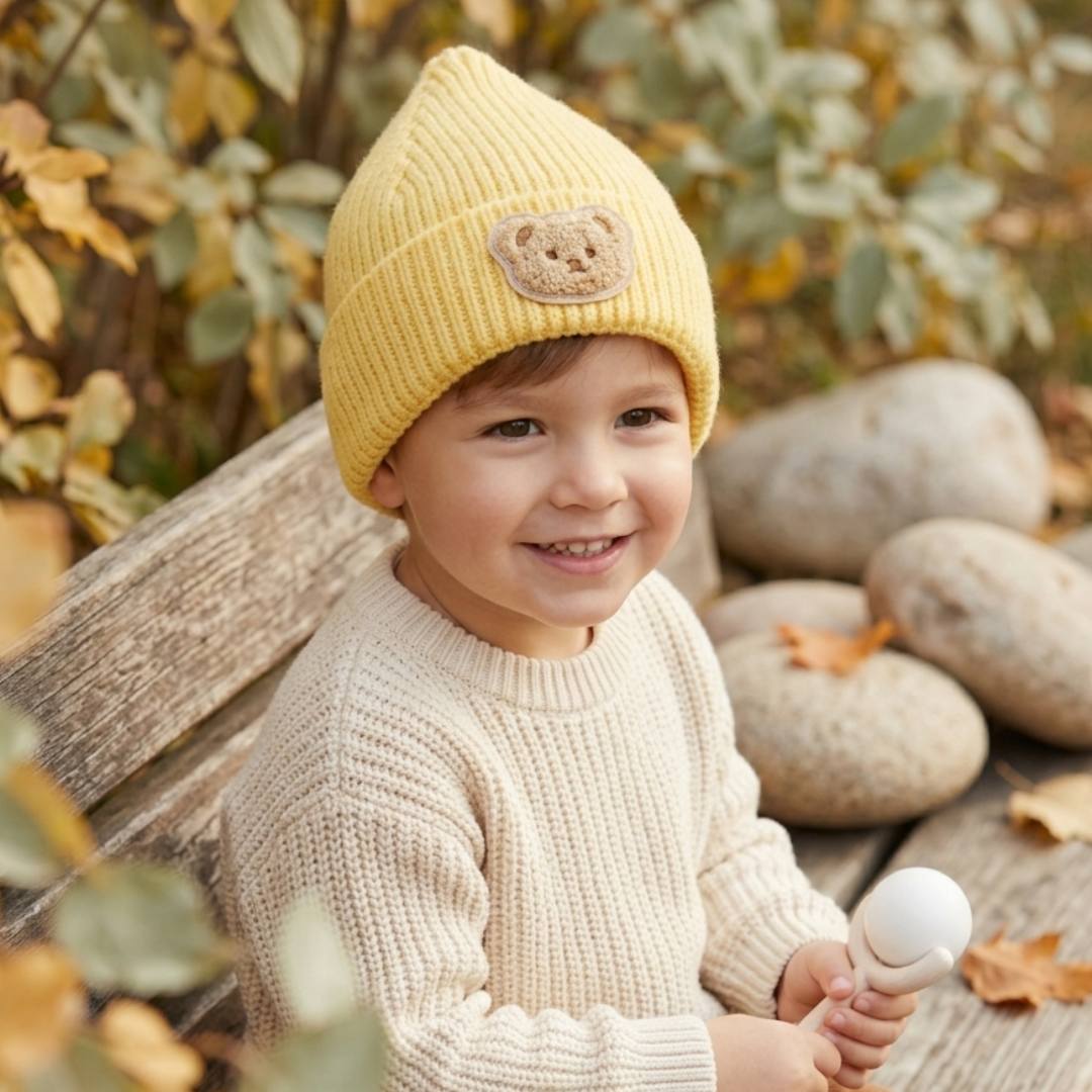 Gorro Beanie Rocky para niños de 5 a 8 años | Amarillo